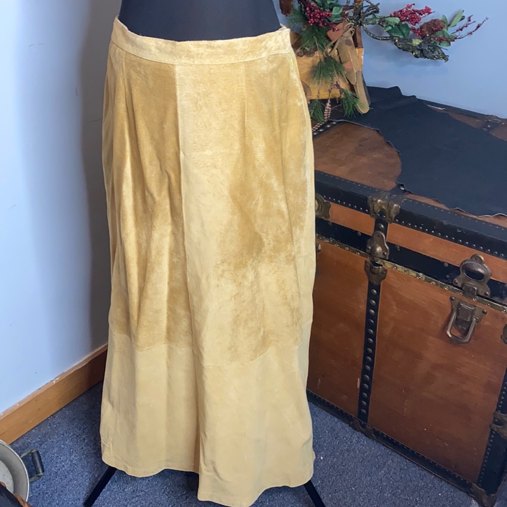 - Stan Herman Studio Beige Cream Suede Maxi Skirt